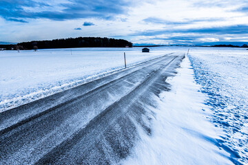 Wall Mural - country road in winter - snow