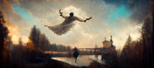 Dream To Fly With Magical Wings Digital Art Illustration Painting Hyper Realistic