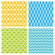 © Tara - Geometric vector bright patterns. Yellow, blue, blue and green set of fashionable children's backgrounds