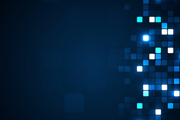 Wall Mural - Digital technology background. Digital data square blue pattern pixel background