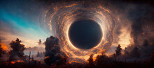 Crossing Absolute Horizon Black Hole Interdimensional Digital Art Illustration Painting Hyper Realistic