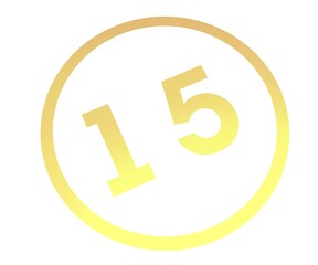 Poster - Colored number 15 in a circle from a gradient. Enumeration and numbering.