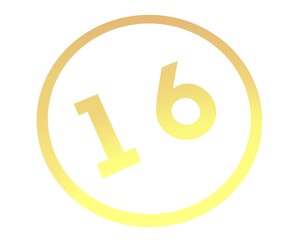 Poster - Colored number 16 in a circle from a gradient. Enumeration and numbering.