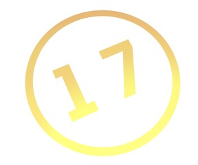 Poster - Colored number 17 in a circle from a gradient. Enumeration and numbering.