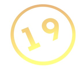 Poster - Colored number 19 in a circle from a gradient. Enumeration and numbering.