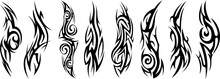 Vector Tribal Tattoo. Silhouette Illustration. Isolated Abstract Element Set.
