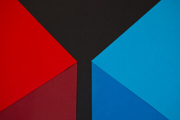 Wall Mural - 3d optical illusion, red and blue cube on black background