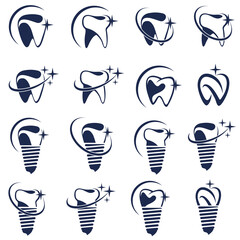 abstract dental icon collection for dental clinic