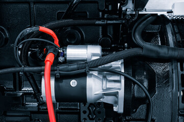 Aufkleber - Supply system for diesel fuel, clean motor block, truck diesel engine starter detail