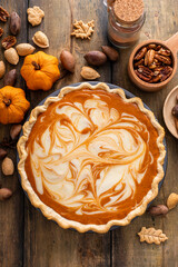 Wall Mural - Pumpkin cheesecake swirl pie, Thanksgiving dessert idea