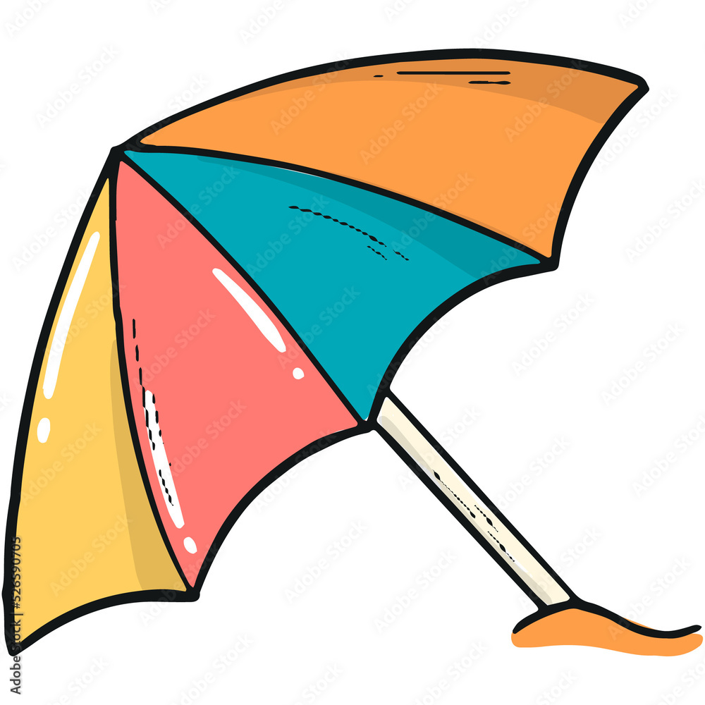 hand drawn beach umbrella in cartoon, doodle style. PNG sticker, clipart,  decor element. Stock Illustration | Adobe Stock, image size:1000x1000