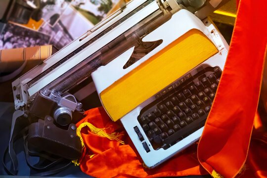 Retro vintage typewriter on the table