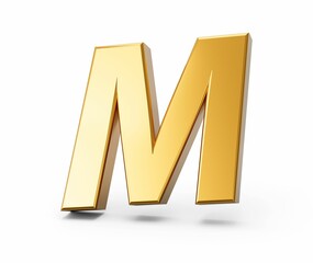 Poster - Gold letter M isolated on a white background, 3d illustration