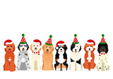 Fototapeta Koty - Christmas doodle dogs border