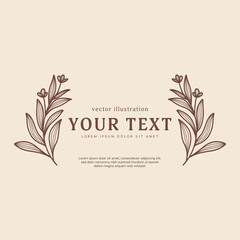 Poster - vintage hand drawing flower leaf branch wreath vector for copy template frame