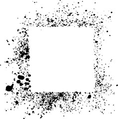 Poster - abstract black ink sprayed on a transparent background. square design elements for copy space frame. the grunge paint brush collection for creative design