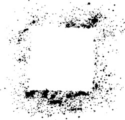Poster - abstract black ink sprayed on a transparent background. square design elements for copy space frame. the grunge paint brush collection for creative design