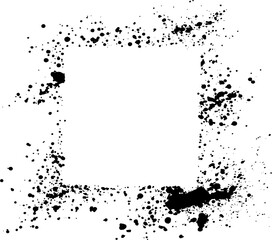 Poster - abstract black ink sprayed on a transparent background. square design elements for copy space frame. the grunge paint brush collection for creative design