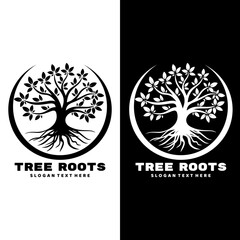 Wall Mural - tree roots logo design icon vector