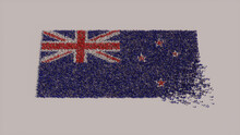 New Zealand Banner Background, With People Coming Together To Form The Flag Of New Zealand.