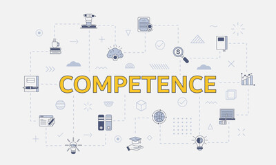 competence concept with icon set with big word or text on center