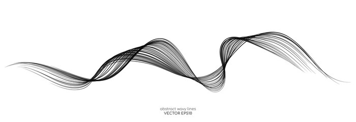 Vector brush stroke colorful curved wave lines isolated on white background for design element