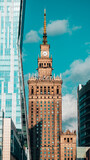 Fototapeta  - palac kultury miasto budynki niebieski zegar