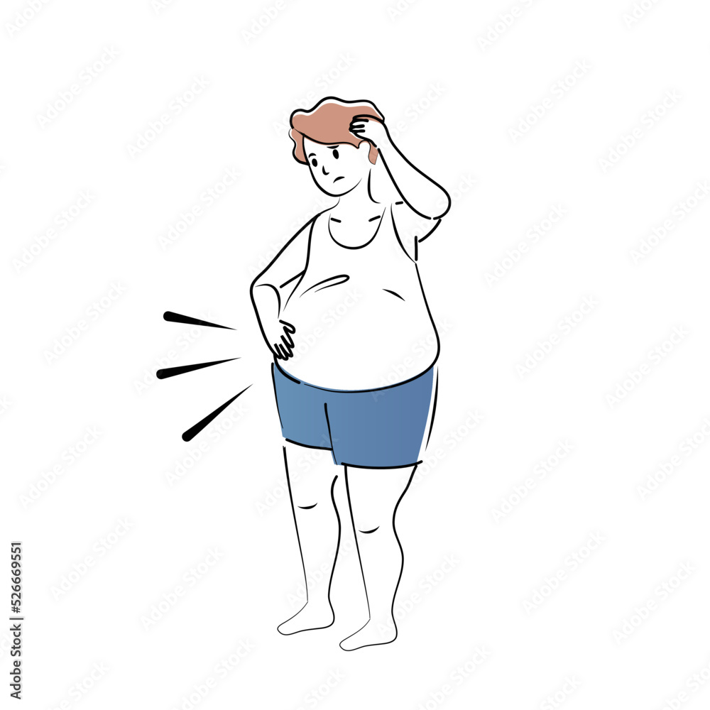 Overweight causes obesity. Men worry about own weight gain and big ...