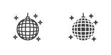 Disco Ball Icon, Line And Glyph Version