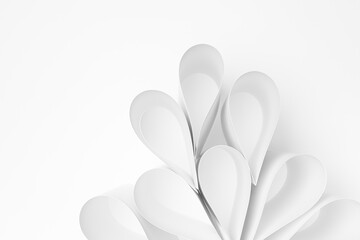 Poster - white abstract decorative plant of paper water drops with copy space for text in soft light bright s