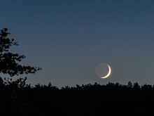 Waxing Crescent Moon At Night