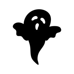 Wall Mural - Halloween silhouette black ghost - for cricut, design or decor. Vector illustration, traditional Halloween decorative element. Funny ghost silhouette, isolated on white background.