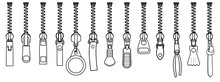 Zipper Puller Lock Icon Set Vector Illustration