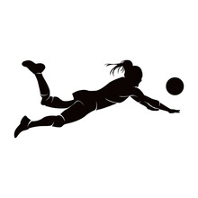 Volleyball Player Saves Action Silhouette Vector Illustration - Isolated On White Background