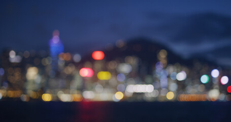 Fototapete - Blur view of Hong Kong city night