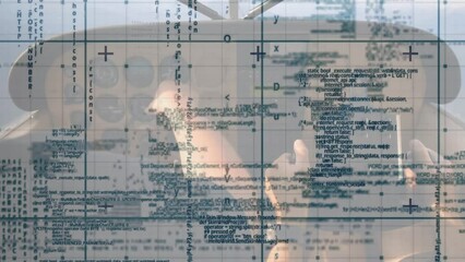 Poster - Animation of data processing over grid network against mid section of pilots flying a plane