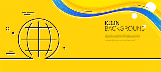 Aufkleber - Globe line icon. Abstract yellow background. World or Earth sign. Global Internet symbol. Minimal globe line icon. Wave banner concept. Vector