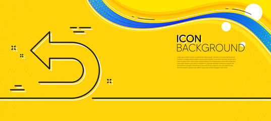 Poster - Undo arrow line icon. Abstract yellow background. Left turn direction symbol. Navigation pointer sign. Minimal undo line icon. Wave banner concept. Vector