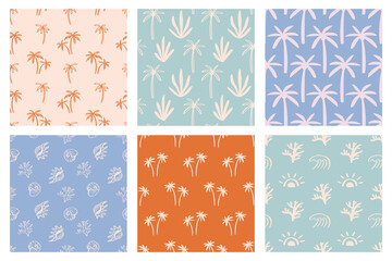 Beach simple boho seamless pattern set
