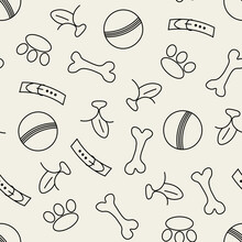 Seamless Vector Pattern With Dogs Elements. Сute Illustration For Decorating Children's Clothes, Room.