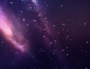 Wall Mural - purple blue starry sky nebula comet meteor stars fall shower lilac pink reflection on sea with plane