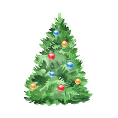 watercolor christmas tree illustration