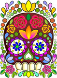 Fototapeta Pokój dzieciecy - Sugar Skull Floral Art Mexican Calaveras Dia De los Muertos Symbol isolated element - 1