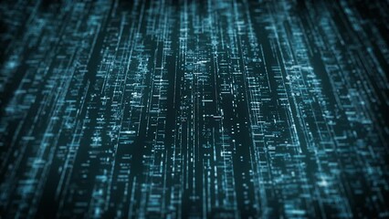 Poster - Big Data Digital Business Hitech Background/ 4k animation of an abstract wallpaper big data business digital technology background including connected lines and numbers matrix styled flowing with dept