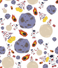 Sticker - hand drawn earth. seamless children's pattern with space elements. doodle sketch of space elements. 