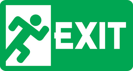 green exit emergency sign with human figure png illustration