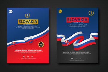 Set poster design Slovakia Constitution Day background template