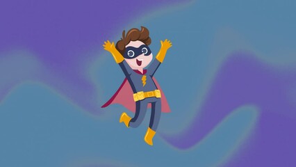 Aufkleber - animation of vector superhero with arms raised against blue and purple background