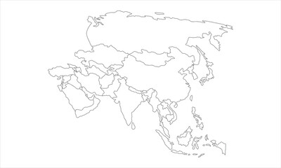  white background of asia map with line art design