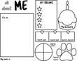All about me. Writing prompt for kids blank. Educational children page.